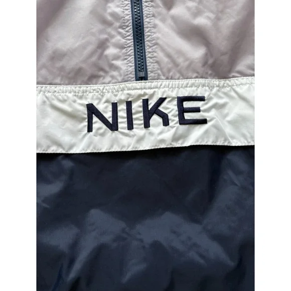 Vintage‎ 90's 80's Nike Mens Windbreaker Purple Blue Color Black Hooded Size L